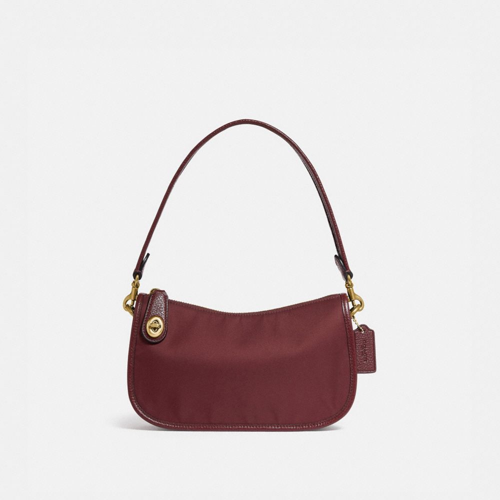 COACH C0835 Swinger Bag In Nylon BRASS/WINE