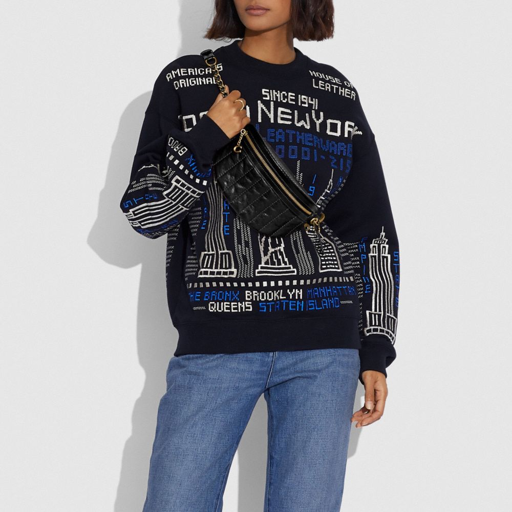 CHAIN BELT BAG WITH QUILTING