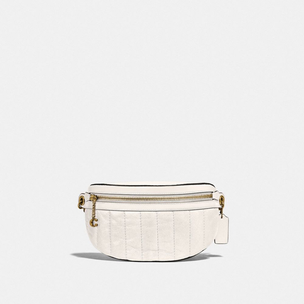 COACH C0851 Chain Belt Bag With Quilting Brass/Chalk