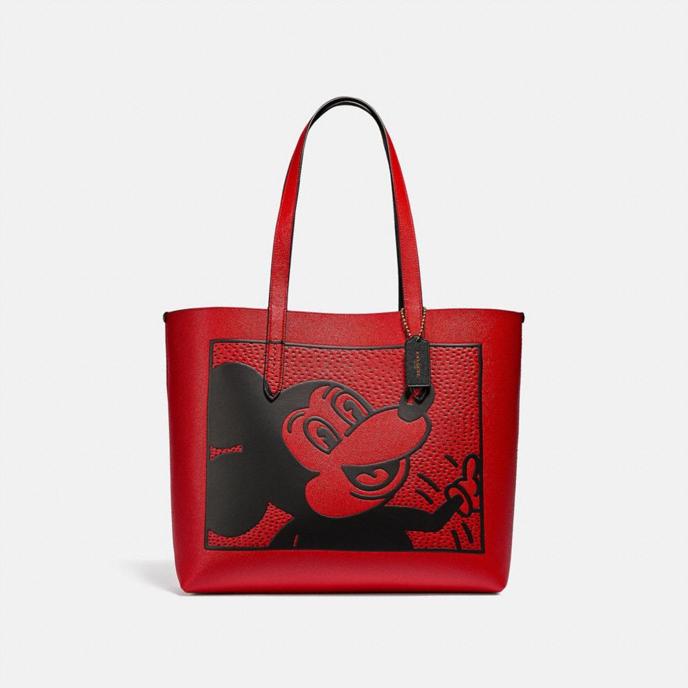 COACH DISNEY MICKEY MOUSE X KEITH HARING HIGHLINE TOTE - B4/ELECTRIC RED - C0896