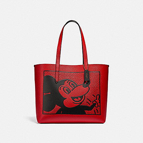 COACH C0896 DISNEY MICKEY MOUSE X KEITH HARING HIGHLINE TOTE B4/ELECTRIC-RED