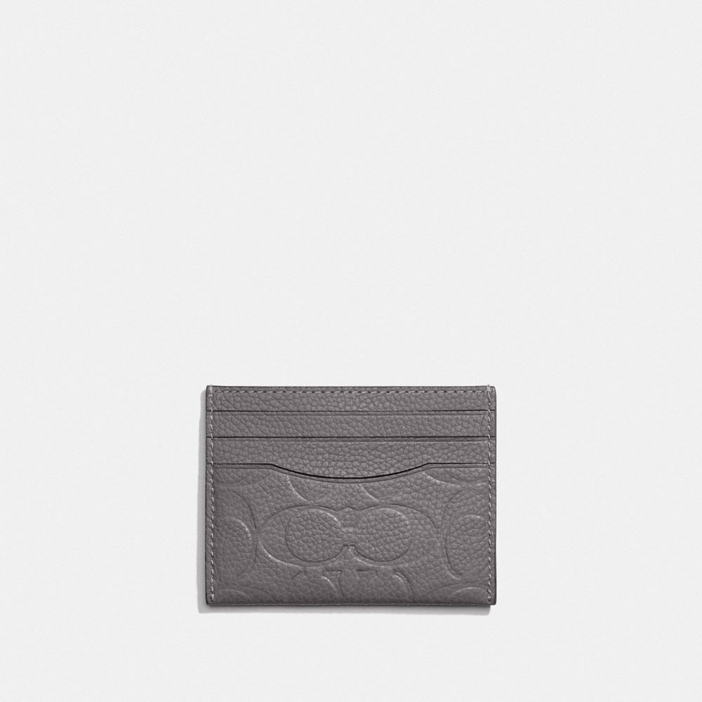 CARD CASE IN SIGNATURE LEATHER-Heather Grey