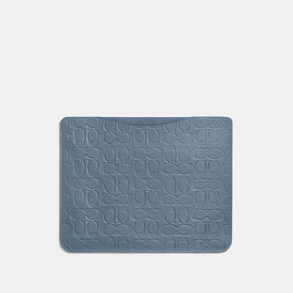 Tablet Sleeve In Signature Leather - C0943 - BLUE QUARTZ