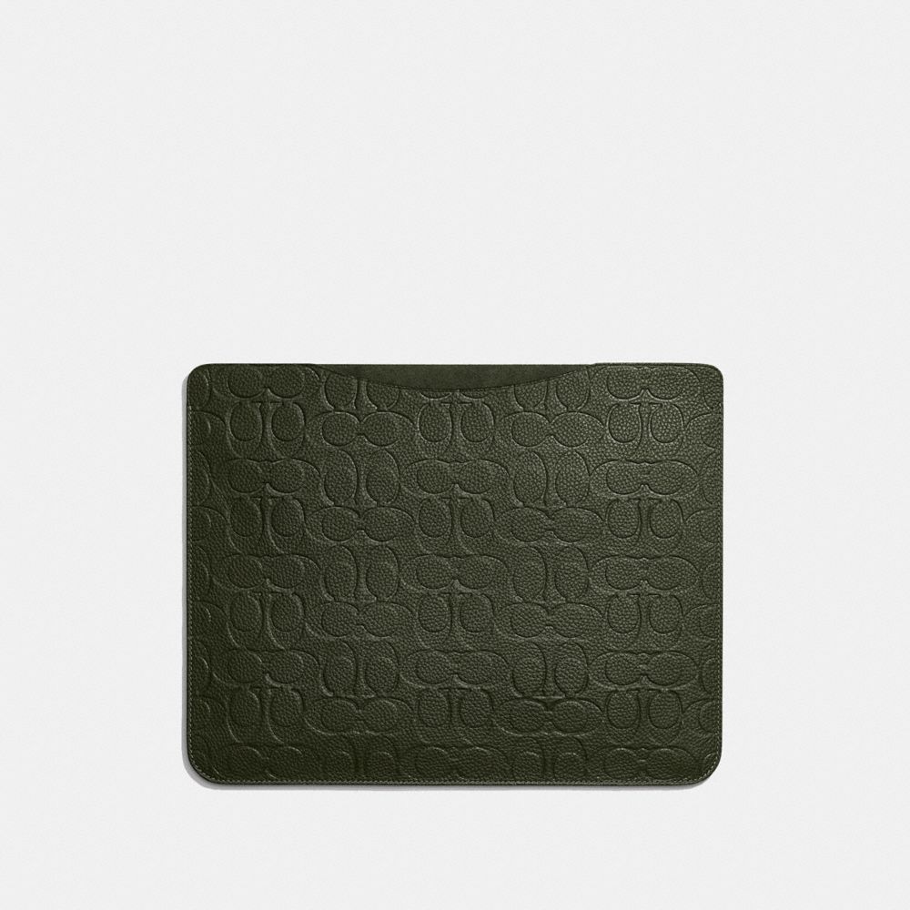 COACH Tablet Sleeve In Signature Leather - DARK SHAMROCK - C0943