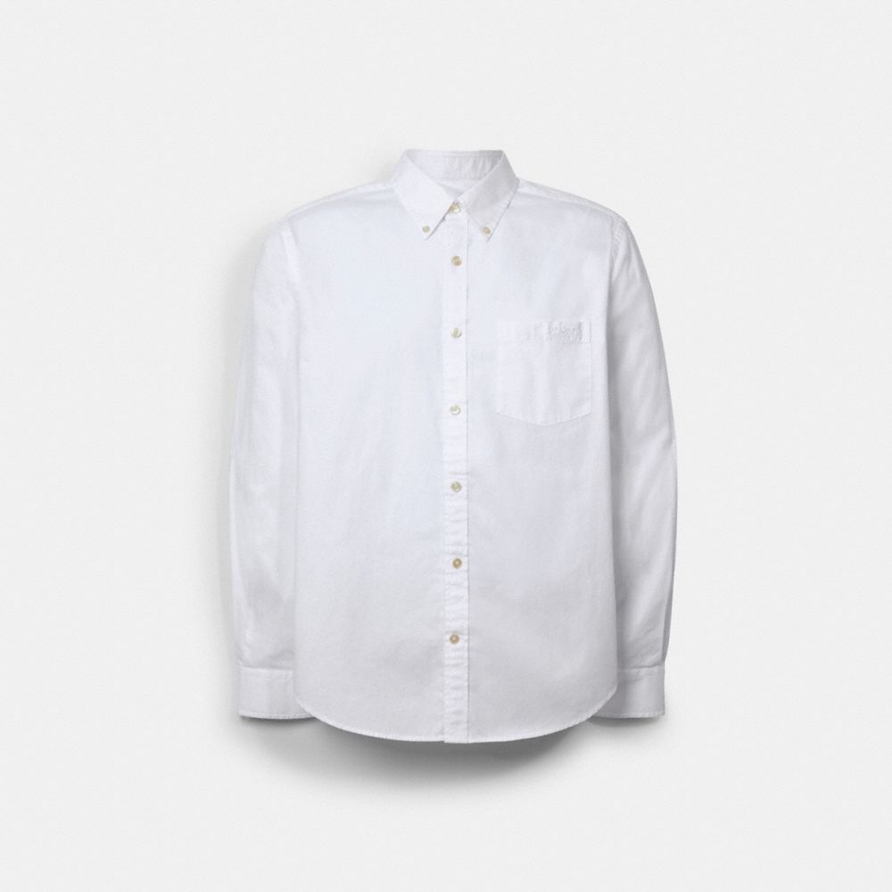 COACH C0971 Long Sleeve Oxford Shirt WHITE