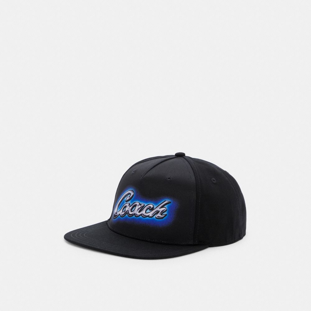 COACH C0977 Airbrush Flat Brim Hat BLACK