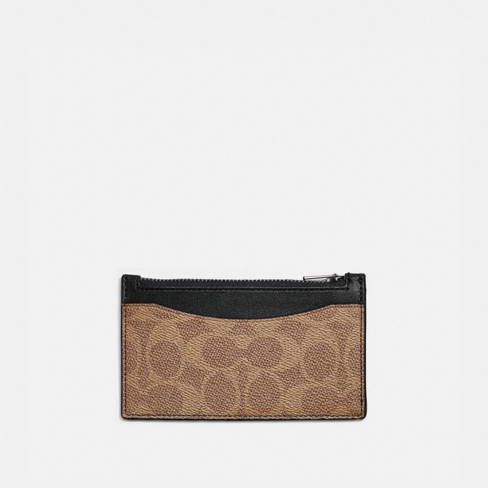 C0985 - Zip Card Case In Signature Canvas Charcoal