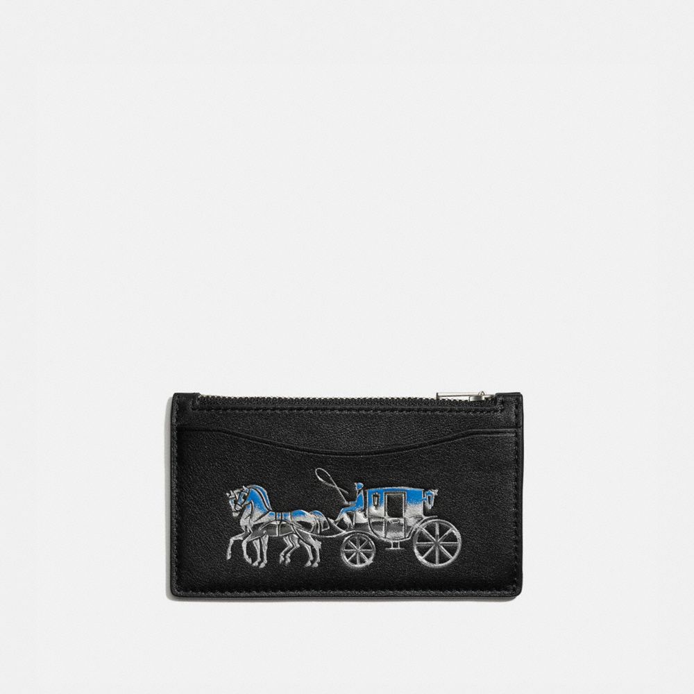 Zip Card Case With Horse And Carriage - C1020 - BLACK