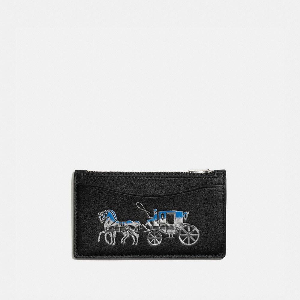 COACH Zip Card Case With Horse And Carriage - BLACK - C1020