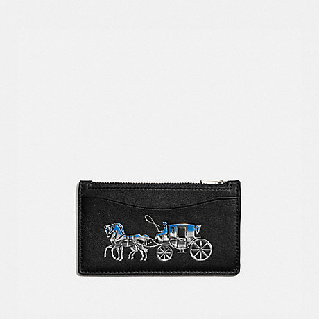 COACH Zip Card Case With Horse And Carriage - BLACK - C1020