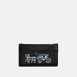 COACH C1020 - Zip Card Case With Horse And Carriage BLACK