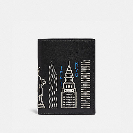 COACH Passport Case With Stardust City Skyline - BLACK - C1032