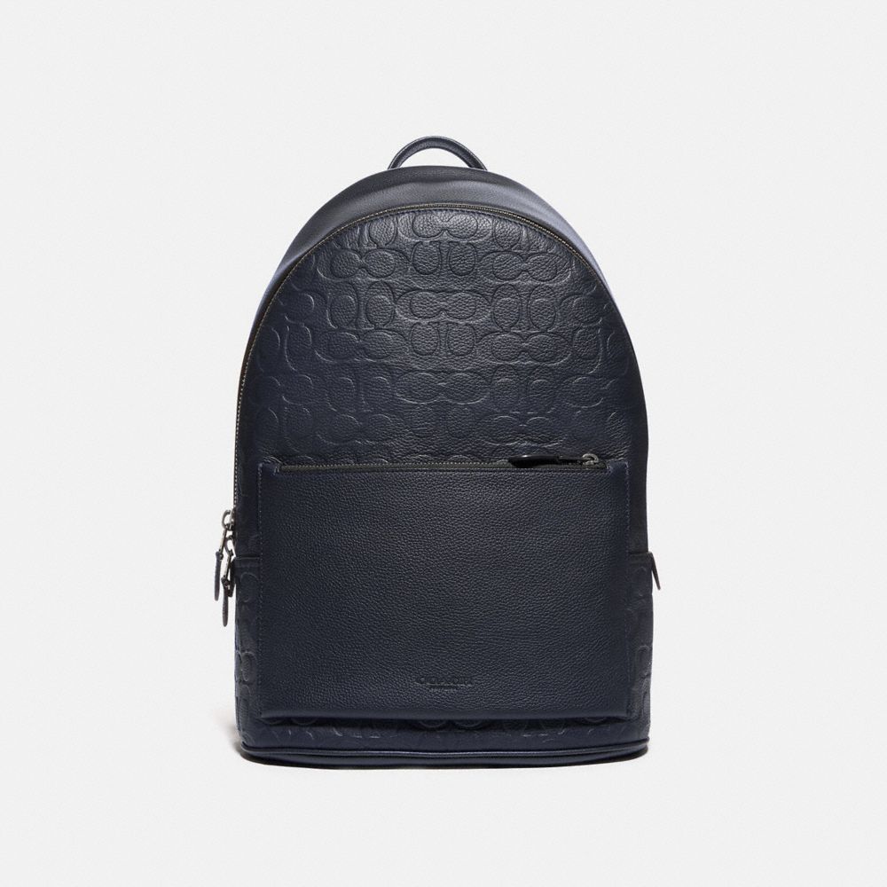 Metropolitan Soft Backpack In Signature Leather - C1071 - GUNMETAL/MIDNIGHT NAVY