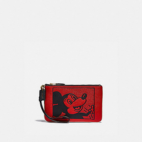 COACH C1174 DISNEY MICKEY MOUSE X KEITH HARING SMALL WRISTLET B4/ELECTRIC RED