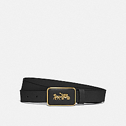 COACH C1179 Horse And Carriage Plaque Buckle Belt, 25 Mm BRASS/BLACK