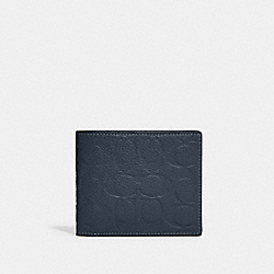 3 In 1 Wallet In Signature Leather - C1231 - Dark Denim