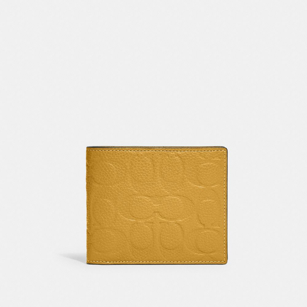 3 In 1 Wallet In Signature Leather - C1231 - Yellow Gold