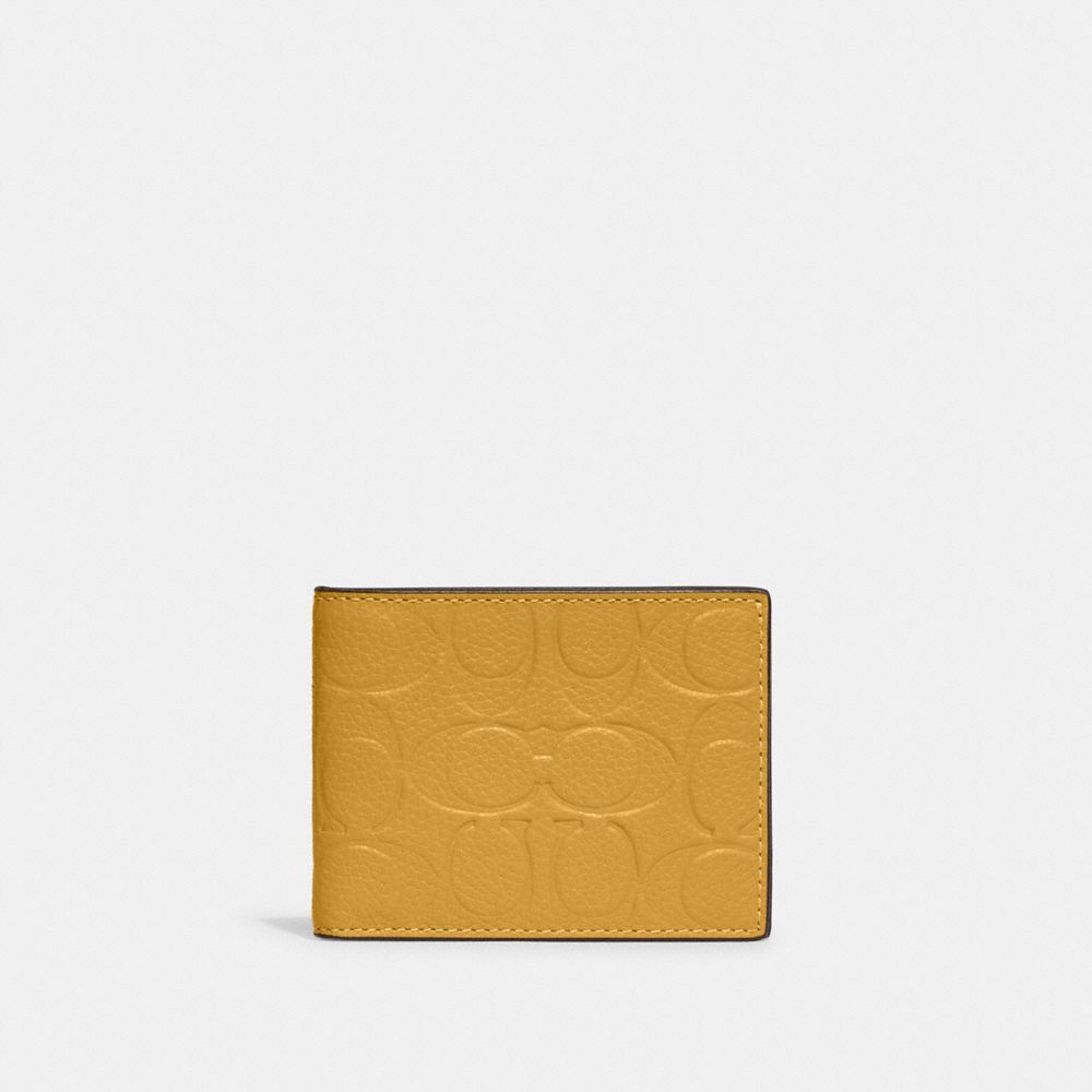 C1234 - Slim Billfold Wallet In Signature Leather Yellow Gold