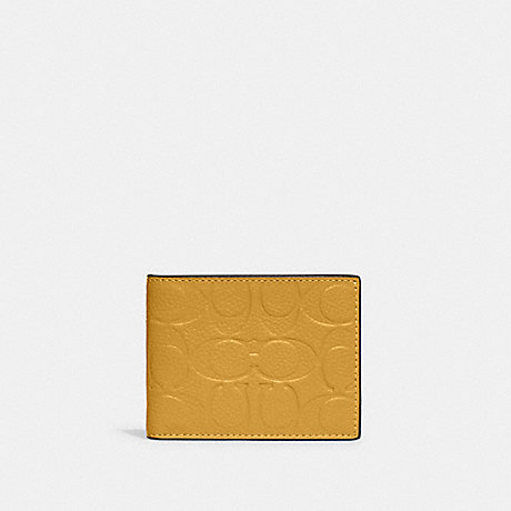 COACH C1234 Slim Billfold Wallet In Signature Leather Yellow Gold