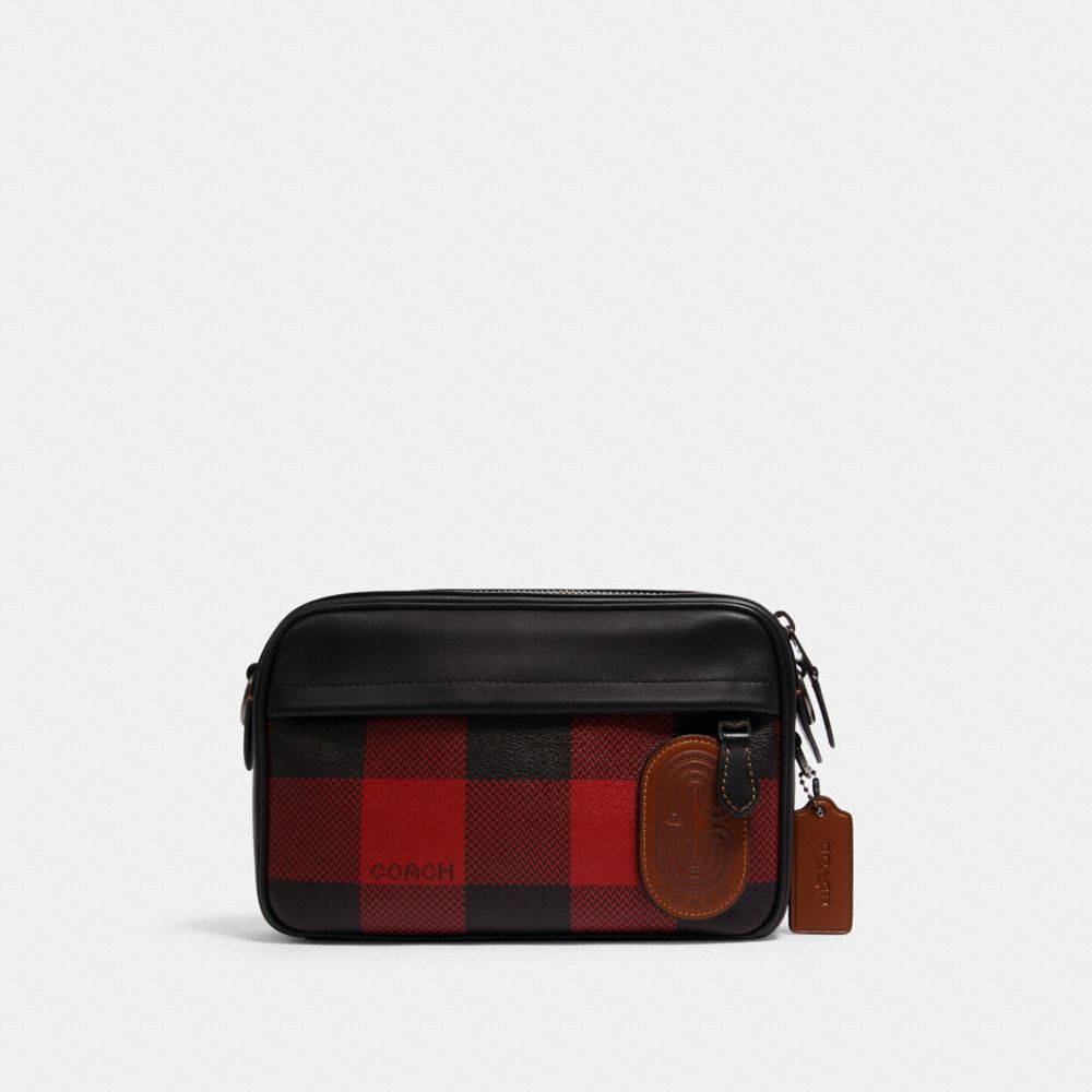 GRAHAM CROSSBODY WITH BUFFALO PLAID PRINT - QB/BLACK RED - COACH C1245