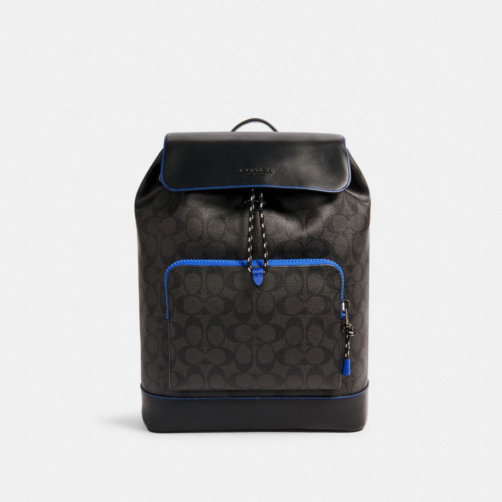 COACH C1281 - TURNER BACKPACK IN SIGNATURE CANVAS QB/BLACK SPORT BLUE