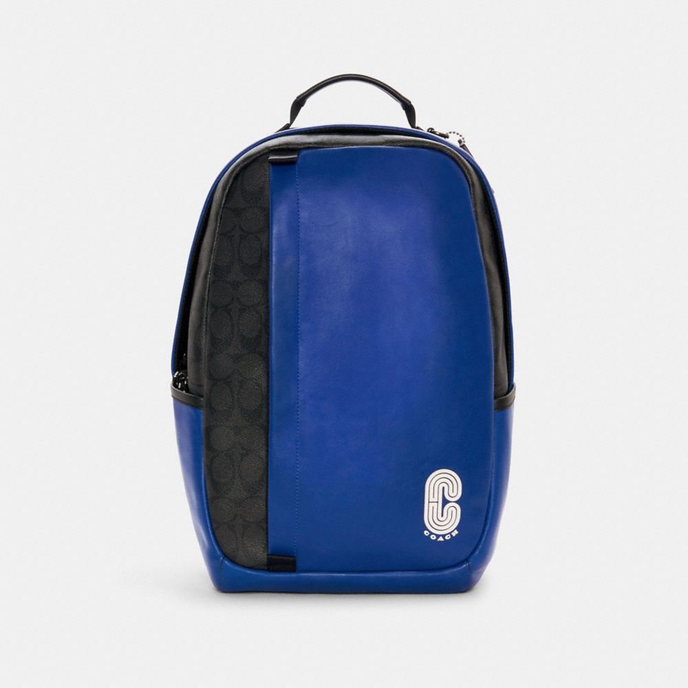 COACH C1313 EDGE BACKPACK IN COLORBLOCK SIGNATURE CANVAS QB/SPORT BLUE BLACK