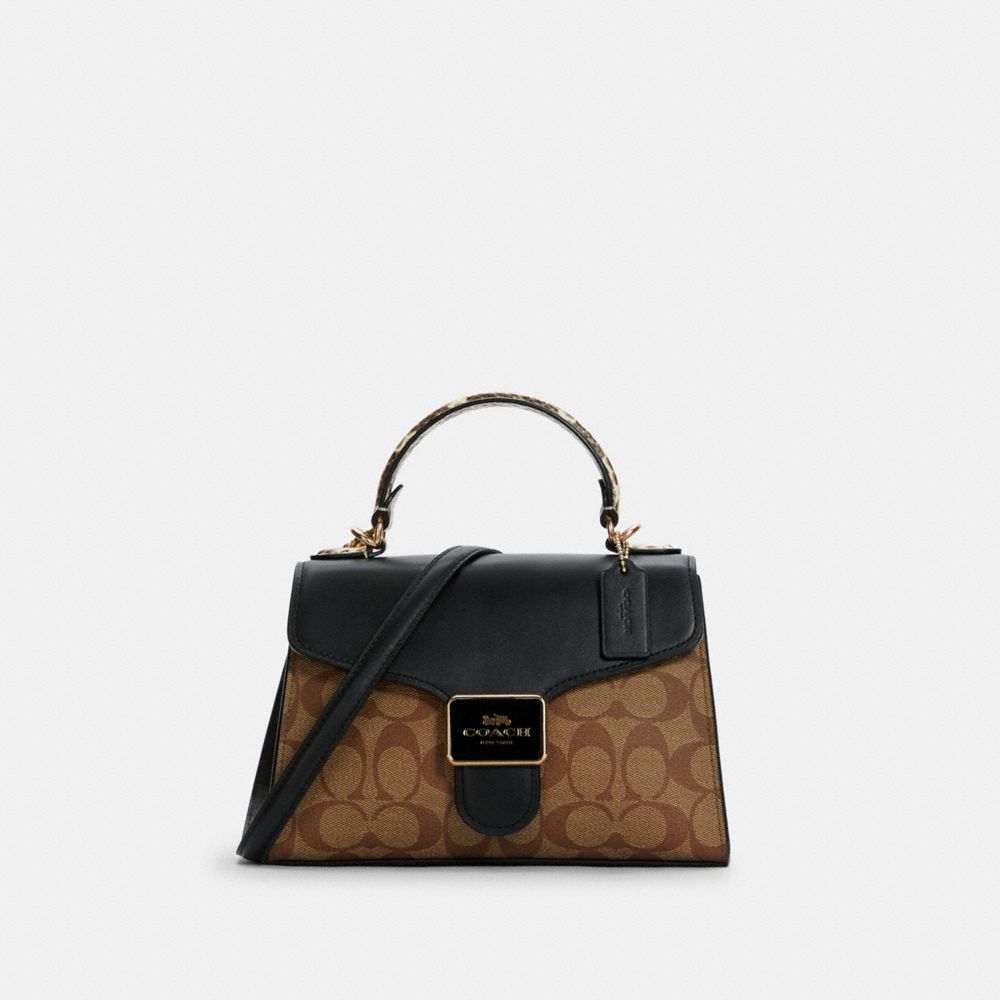 COACH Pepper Satchel In Signature Canvas - GOLD/KHAKI BLACK MULTI - C1325