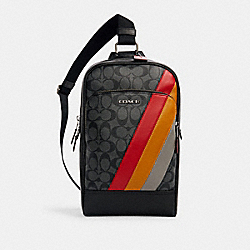 GRAHAM PACK IN SIGNATURE CANVAS WITH DIAGONAL STRIPE - C1362 - QB/CHARCOAL MULTI