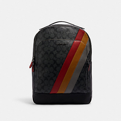 COACH GRAHAM BACKPACK IN SIGNATURE CANVAS WITH DIAGONAL STRIPE PRINT - QB/CHARCOAL MULTI - C1363
