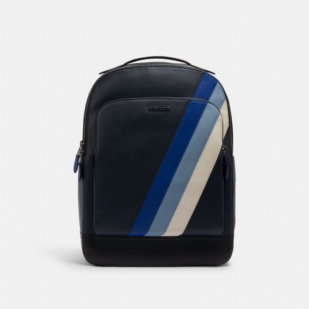 COACH C1364 - GRAHAM BACKPACK WITH DIAGONAL STRIPE QB/MIDNIGHT/SPORT BLUE MULTI