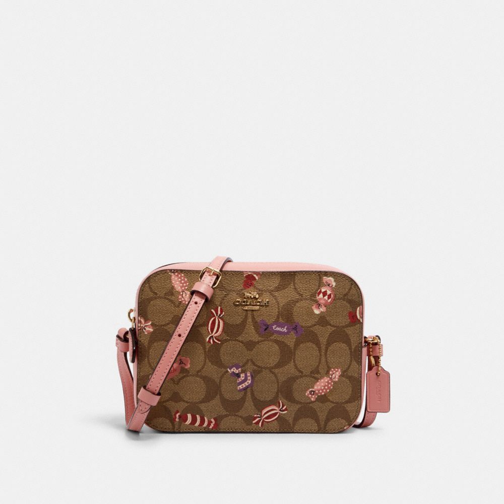 MINI CAMERA BAG IN SIGNATURE CANVAS WITH CANDY PRINT - C1386 - IM/KHAKI MULTI