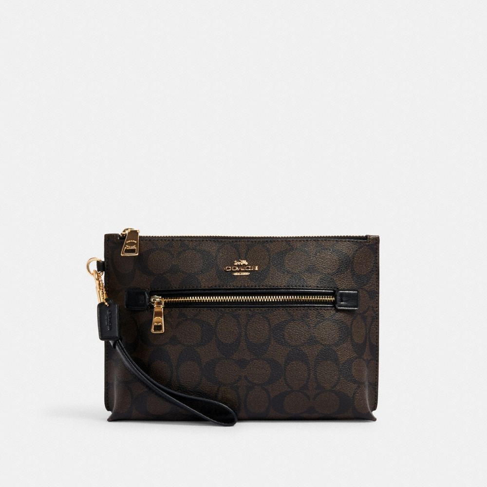 Rowan Pouch In Signature Canvas - GOLD/BROWN BLACK - COACH C1391