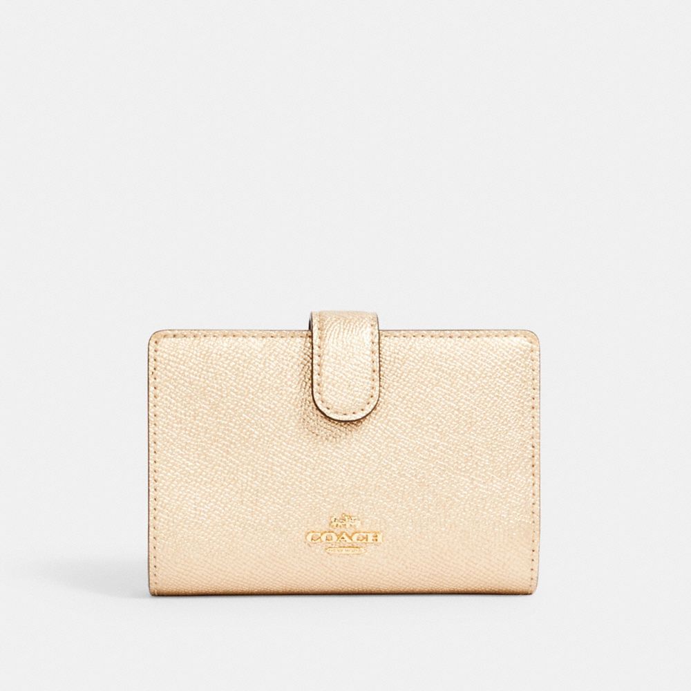 MEDIUM CORNER ZIP WALLET - C1405 - IM/METALLIC PALE GOLD