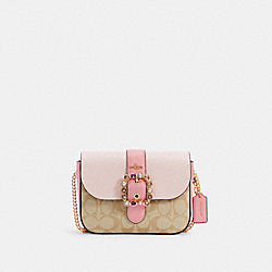 COACH GEMMA CROSSBODY IN COLORBLOCK SIGNATURE CANVAS - IM/LIGHT KHAKI/PALE PINK MULTI - C1421