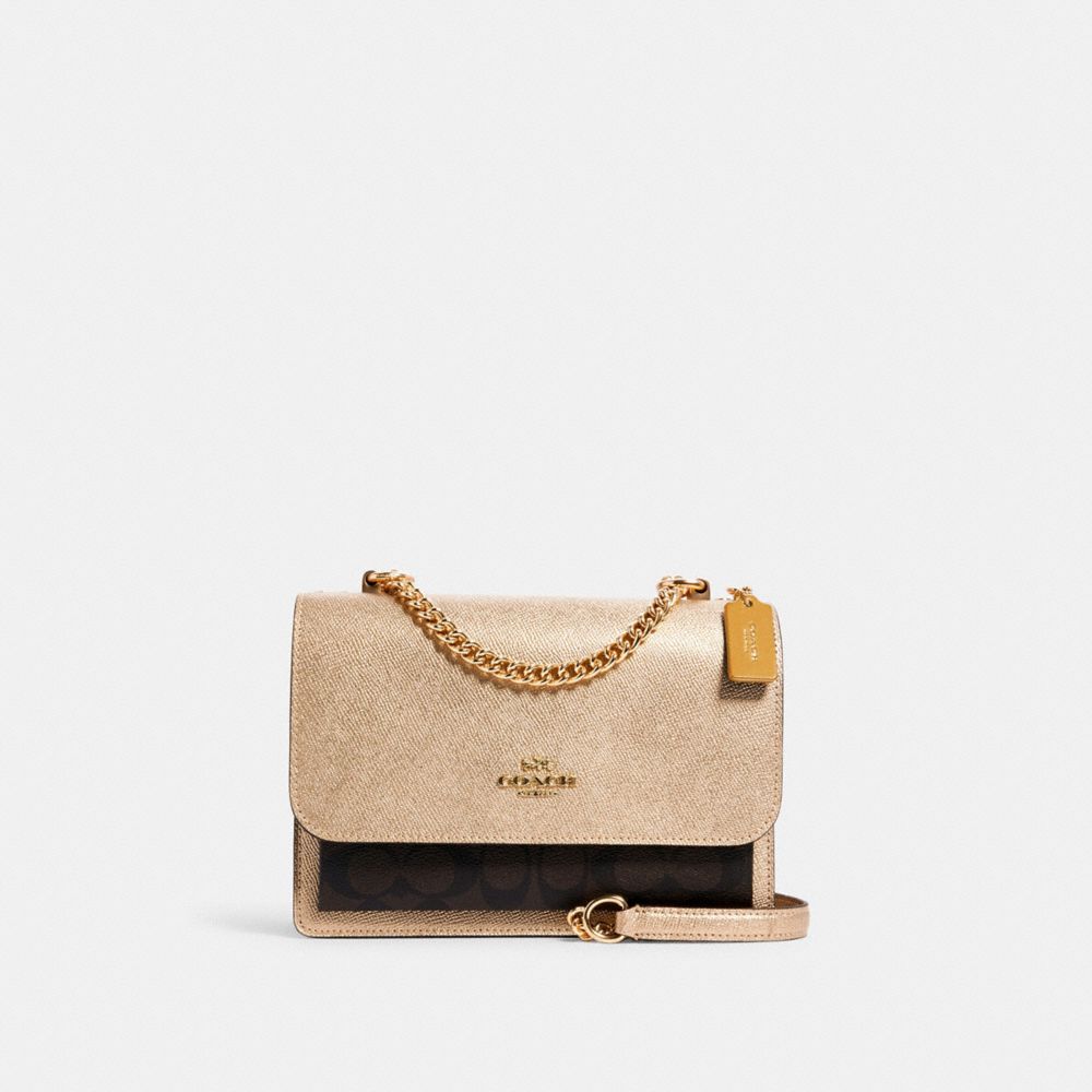 COACH KLARE CROSSBODY IN SIGNATURE CANVAS - IM/BROWN/METALLIC PALE GOLD - C1425