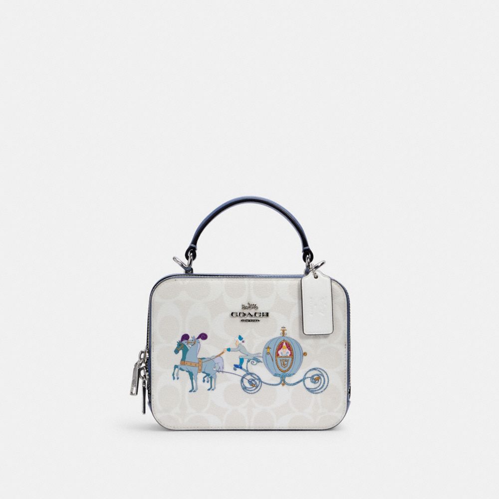 COACH C1426 DISNEY X COACH BOX CROSSBODY IN SIGNATURE CANVAS WITH CINDERELLA SV/CHALK/GLACIER WHITE MULTI