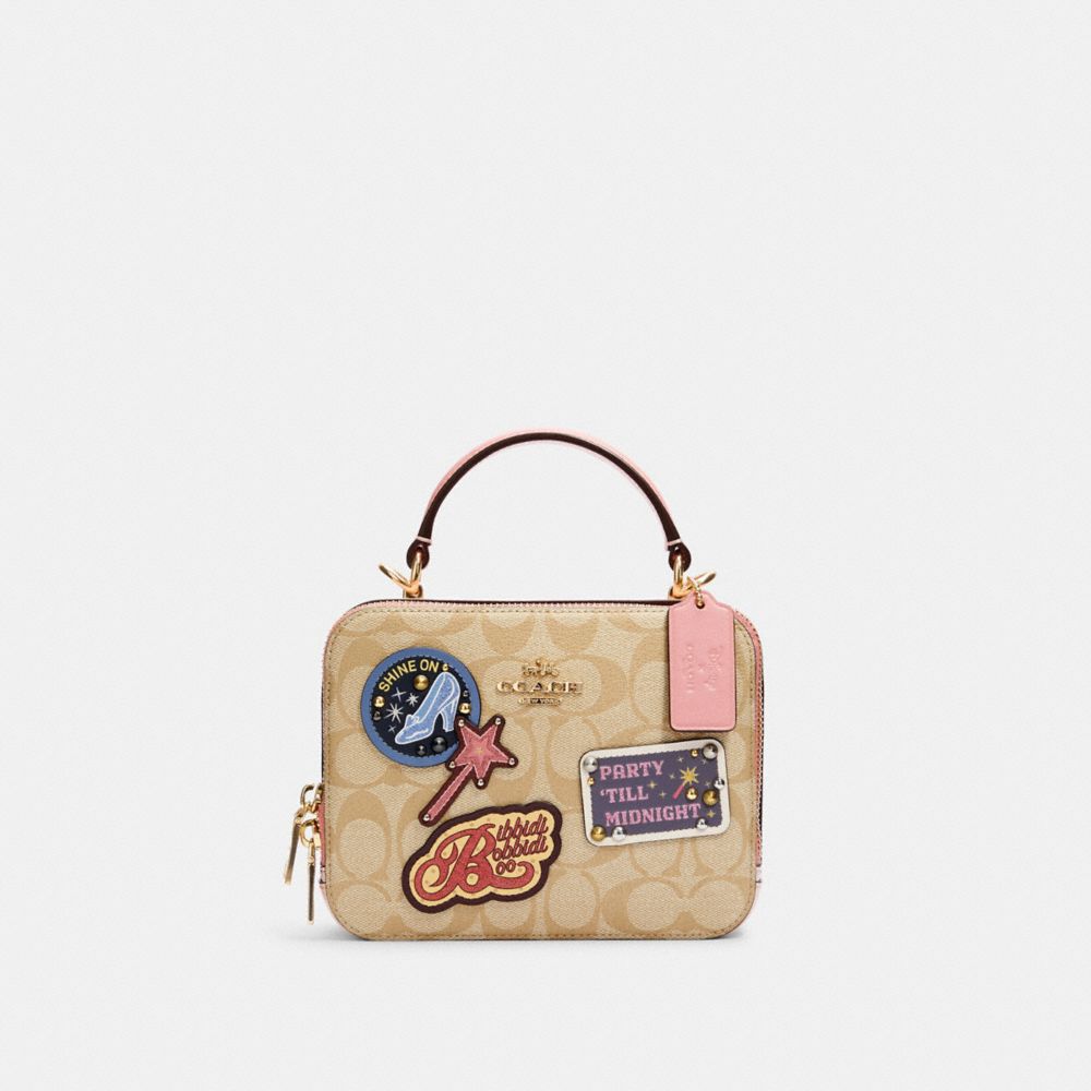 COACH C1434 - DISNEY X COACH BOX CROSSBODY IN SIGNATURE CANVAS WITH PATCHES IM/LIGHT KHAKI MULTI