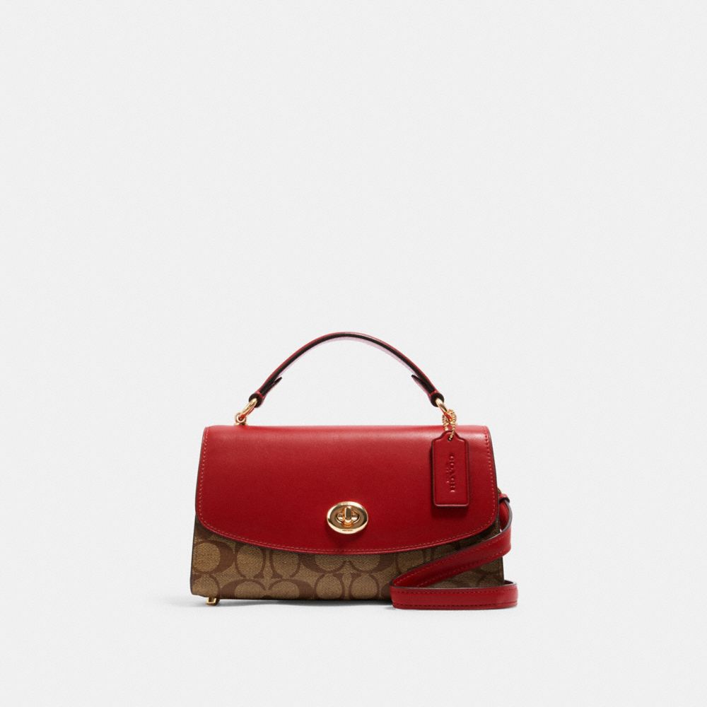 COACH TILLY SATCHEL 23 IN SIGNATURE CANVAS - IM/KHAKI/1941 RED - C1439