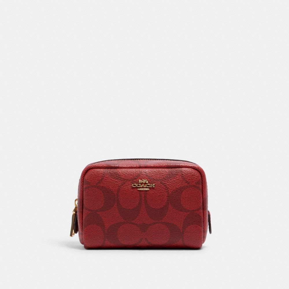 MINI BOXY COSMETIC CASE IN SIGNATURE CANVAS - IM/1941 RED - COACH C1477