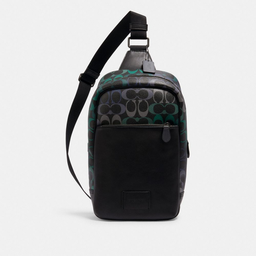 COACH WESTWAY PACK IN RAINBOW SIGNATURE CANVAS - QB/GRAPHITE GREEN - C1486
