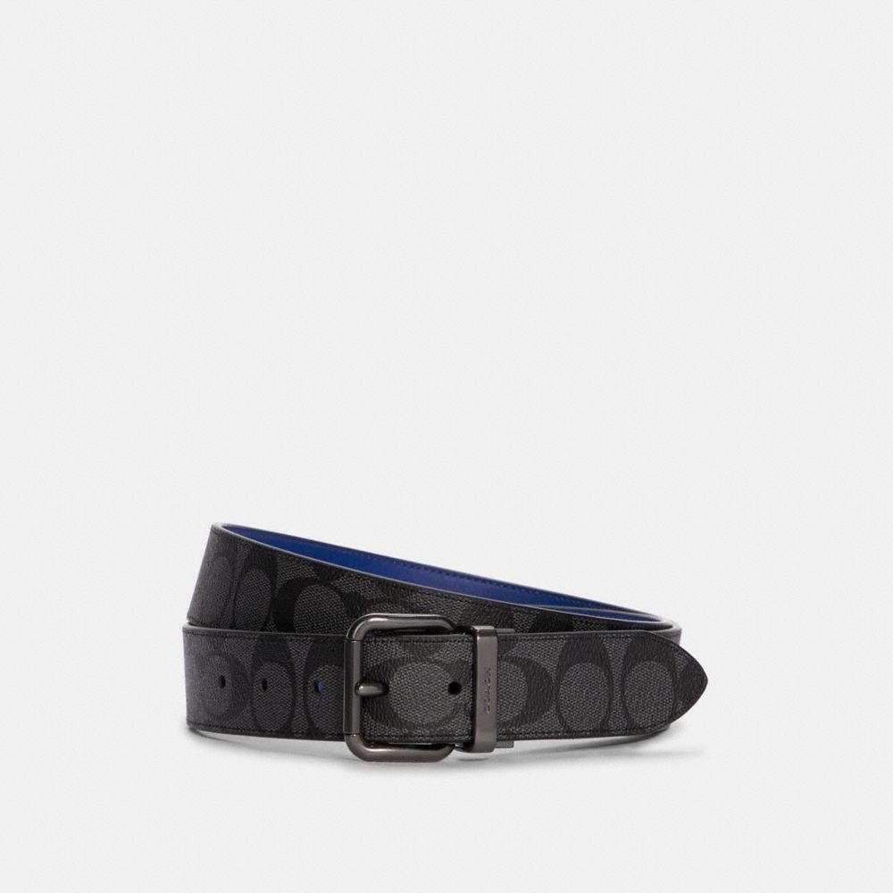 COACH C1509 - Roller Buckle Cut To Size Reversible Belt, 38 Mm BLACK ANTIQUE/TAN BURNT SIENNA MULTI