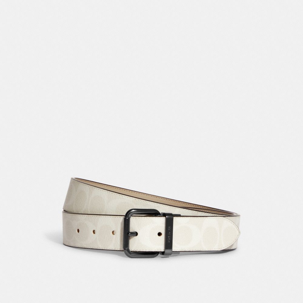 COACH C1509 - Roller Buckle Cut To Size Reversible Belt, 38 Mm GUNMETAL/CHALK/BONE