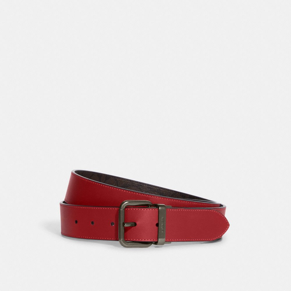 COACH C1509 Roller Buckle Cut To Size Reversible Belt, 38 Mm QB/Mahogany/1941 Red