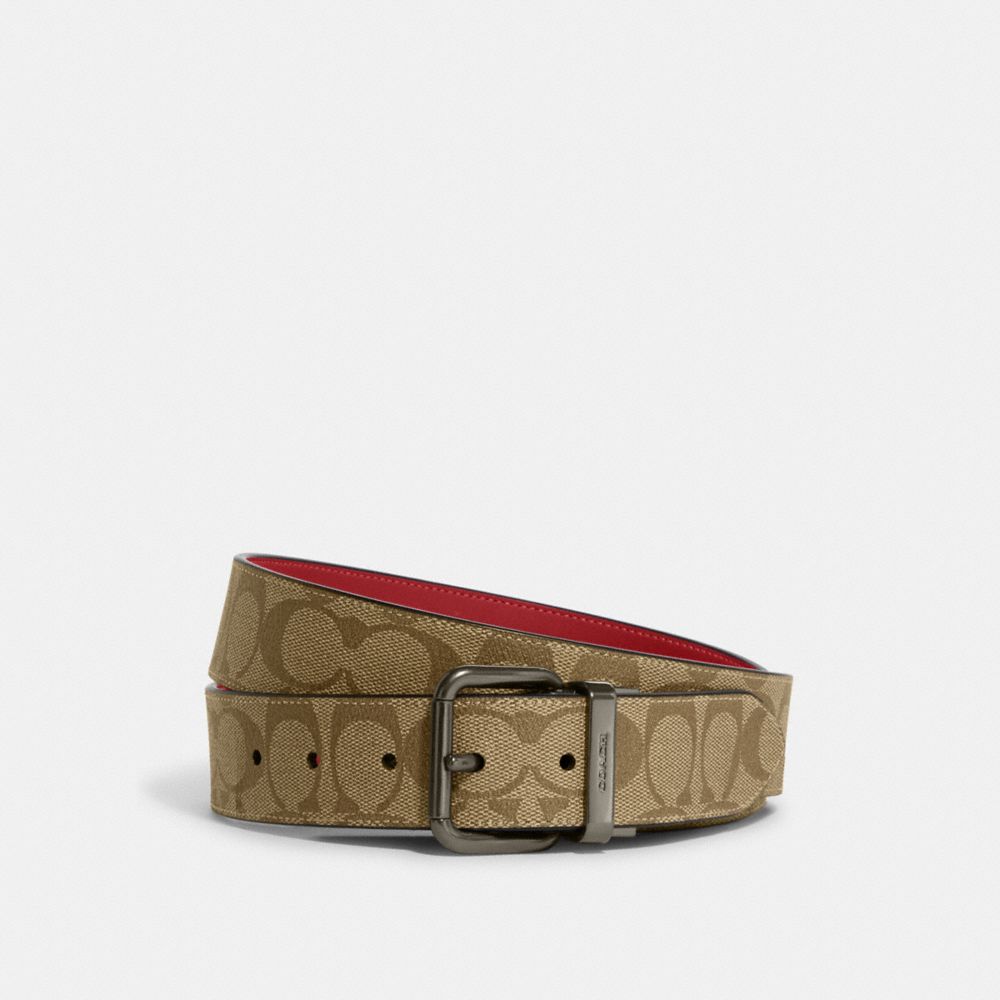 Roller Buckle Cut To Size Reversible Belt, 38 Mm - C1509 - Black Antique Nickel/1941 Red/Khaki