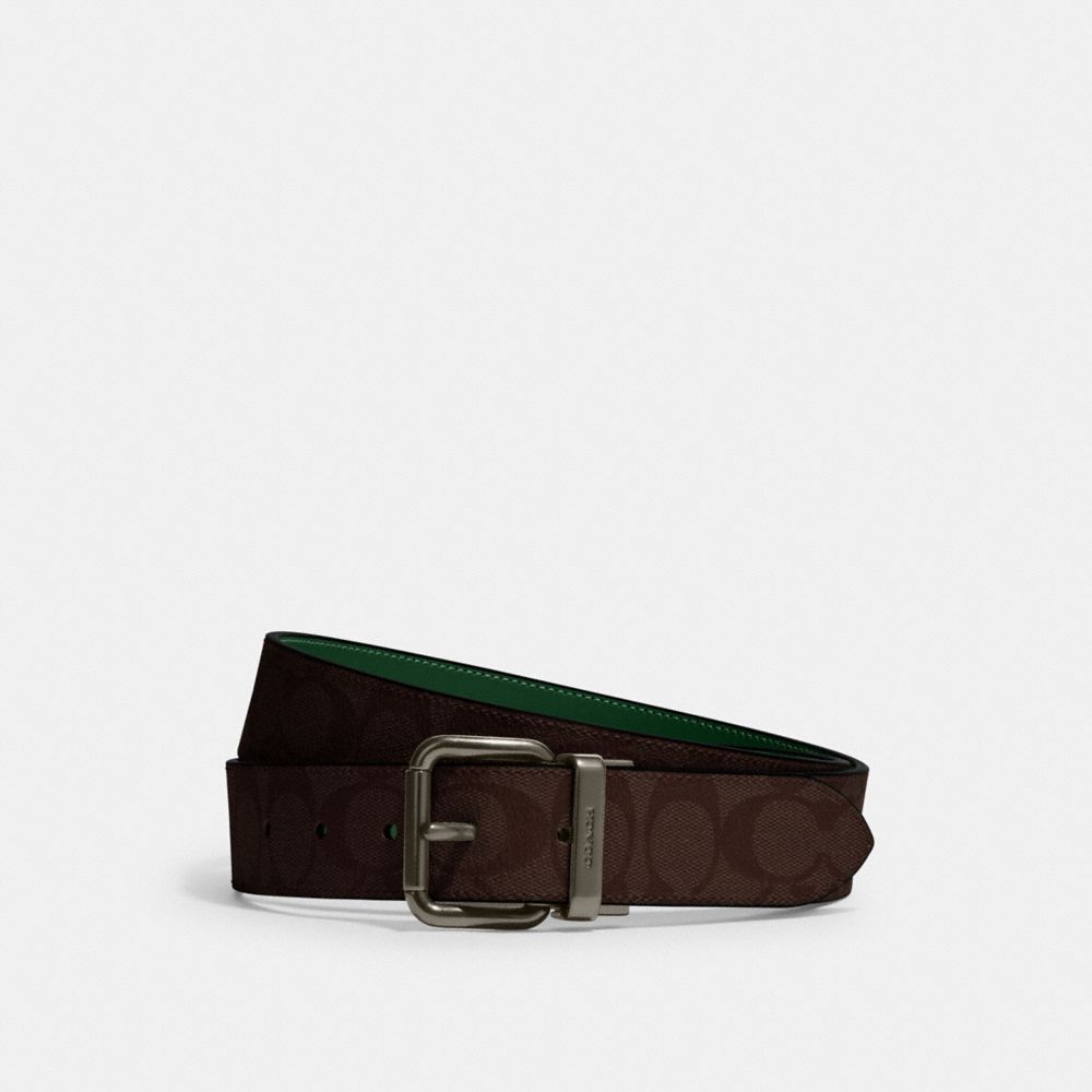 COACH C1509 Roller Buckle Cut To Size Reversible Belt, 38 Mm BLACK ANTIQUE NICKEL/MAHOGANY/DARK PINE