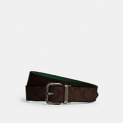 Roller Buckle Cut To Size Reversible Belt, 38 Mm - C1509 - Black Antique Nickel/Mahogany/Dark Pine