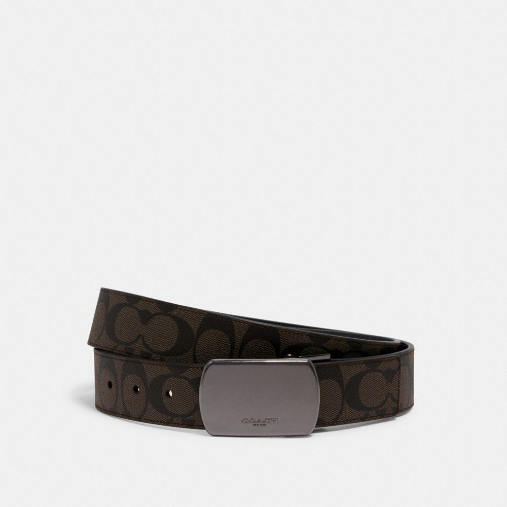 BOXED SIGNATURE AND HARNESS BUCKLE CUT-TO-SIZE REVERSIBLE BELT, 38MM - QB/MAHOGANY/BLACK - COACH C1512