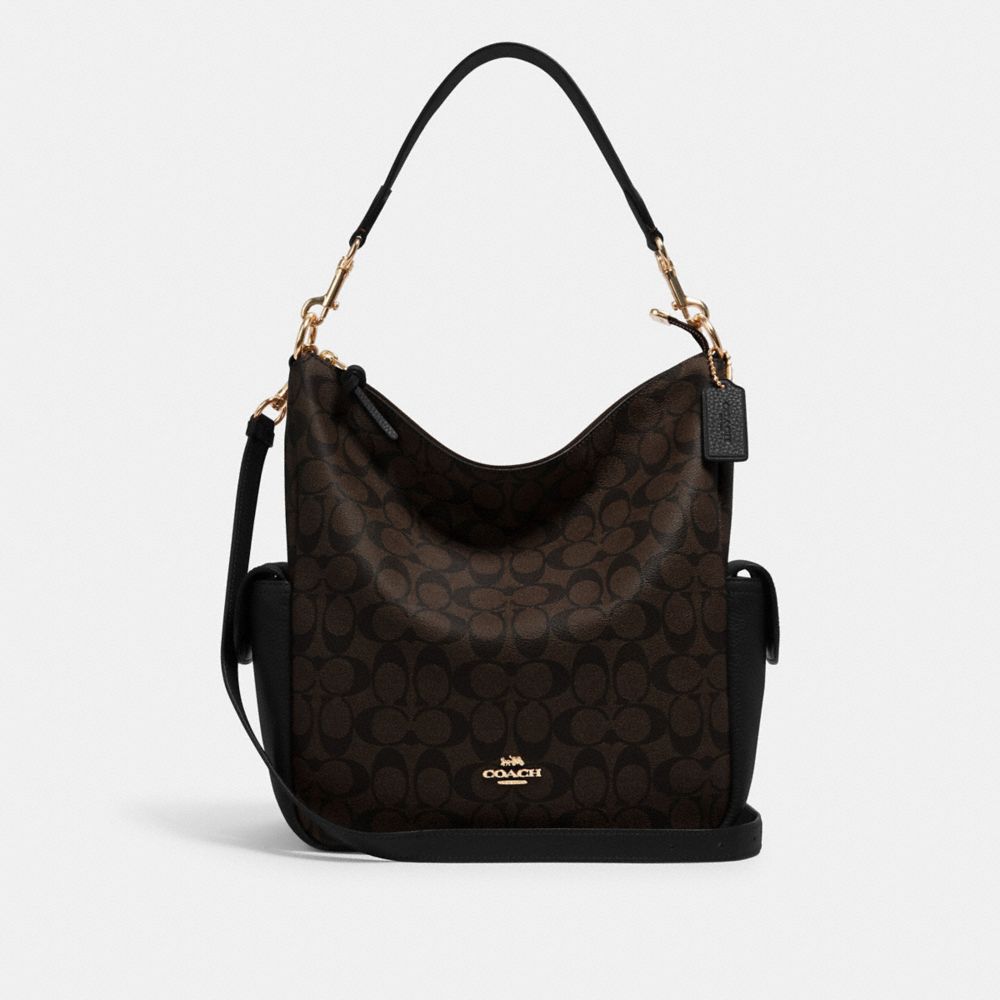 COACH PENNIE SHOULDER BAG IN SIGNATURE CANVAS - IM/BROWN BLACK - C1523