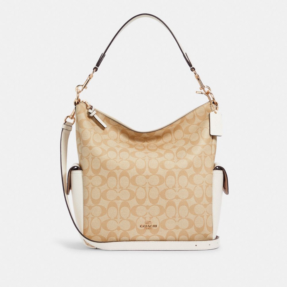 Pennie Shoulder Bag In Signature Canvas - C1523 - GOLD/LIGHT KHAKI CHALK