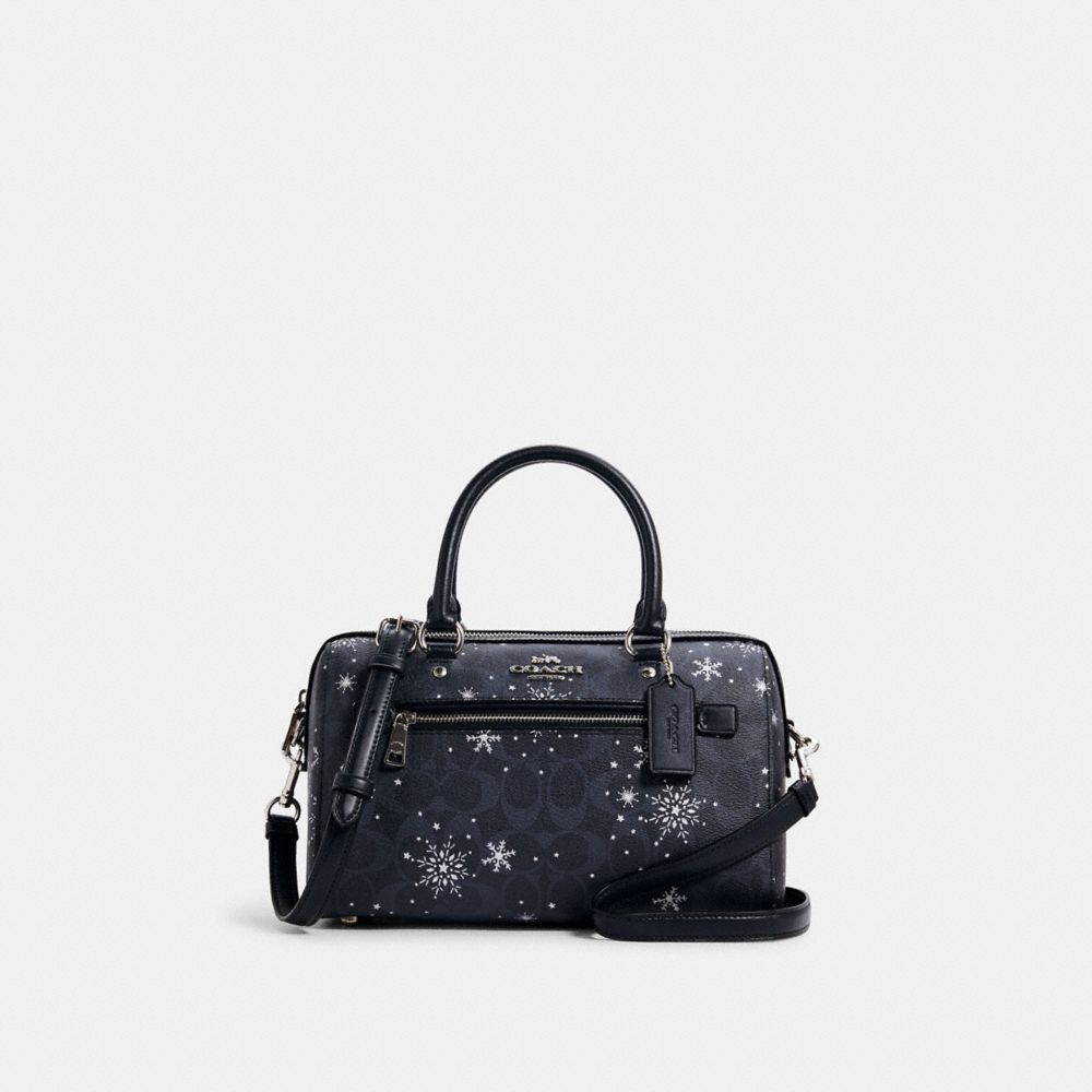 COACH C1546 ROWAN SATCHEL IN SIGNATURE CANVAS WITH SNOWFLAKE PRINT SV/MIDNIGHT MULTI